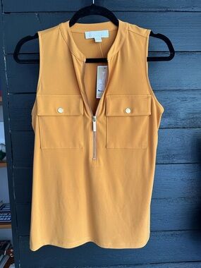 New with tag Michael Kors Marigold Zip-Up Top